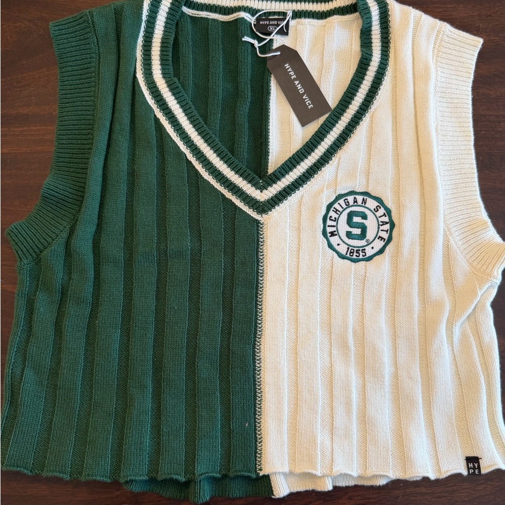 Hype And Vice Michigan State Womans Chloe V-Neck Sweater Vest